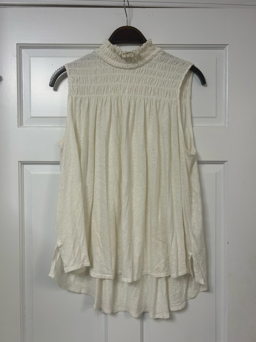 a new day Cream Smocked Yoke Sleeveless Mock Neck Camisole